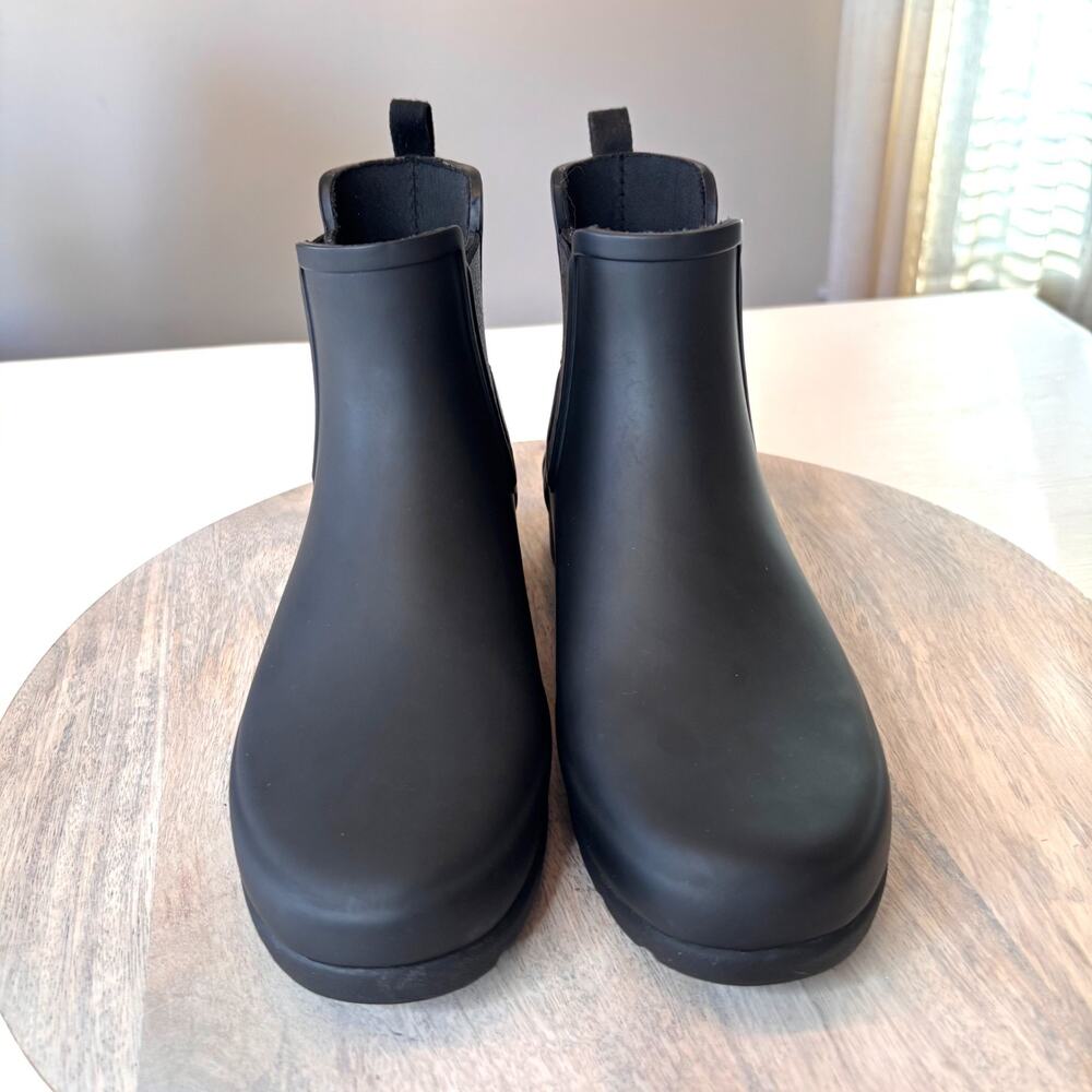 Hunter Original Chelsea Rain Boots Black Waterproof Ankle Women's Size 8 Matte - Picture 4 of 11